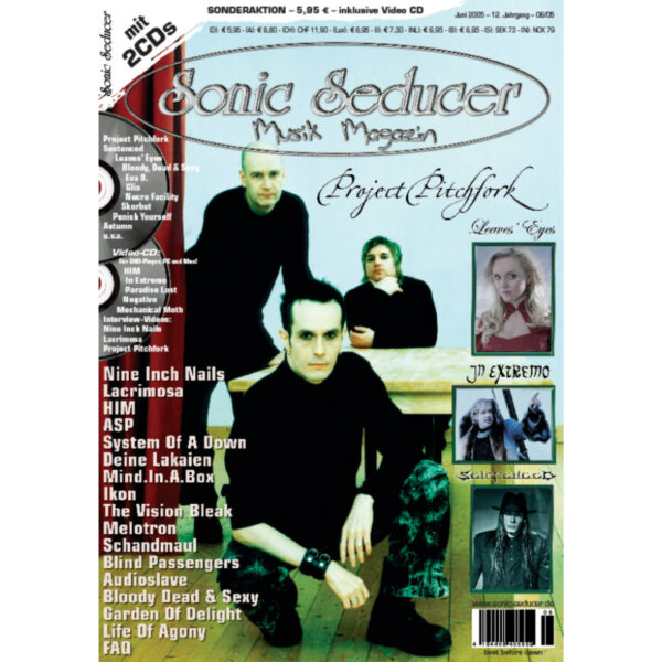 Sonic Seducer 06/2005 mit Project Pitchfork-Titelstory + 2 CD´s + exklusivem Sticker von Life Of Agony, im Mag: HIM, ASP, Nine Inch Nails u.v.m. @ Sonic Seducer