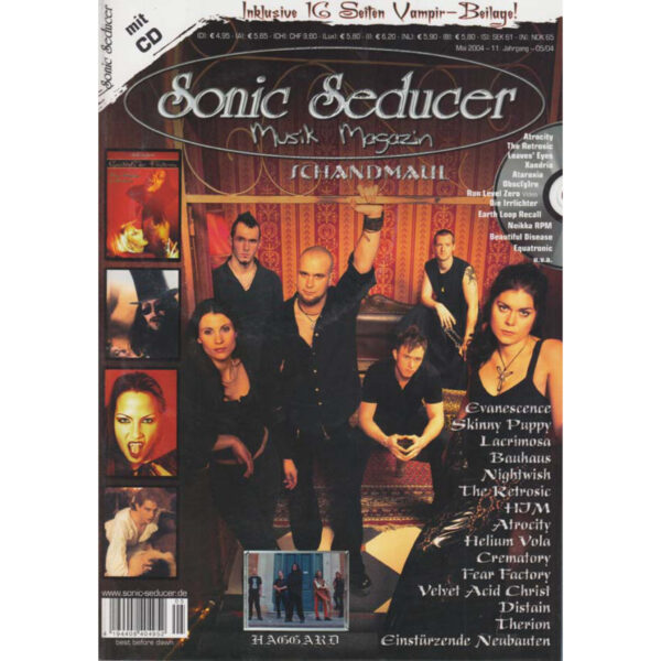 Sonic Seducer 05/2004 Schandmaul Titelstory + 16 Tack CD + Vampir-Extrabeilage, im Mag: Schandmaul, Evanescence, Skinny Puppy, Lacrimosa, Bauhaus, HIM, u.v.m. @ Sonic Seducer