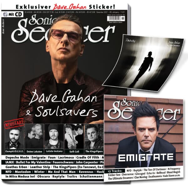 Sonic Seducer 11/2021 + 17 Track CD: Dave Gahan & Soulsavers mit Sticker + Emigrate + Oomph! der NEUSTART + Deine Lakaien + Soft Cell + Letzte Instanz + IAMX + Depeche Mode + DAF @ Sonic Seducer