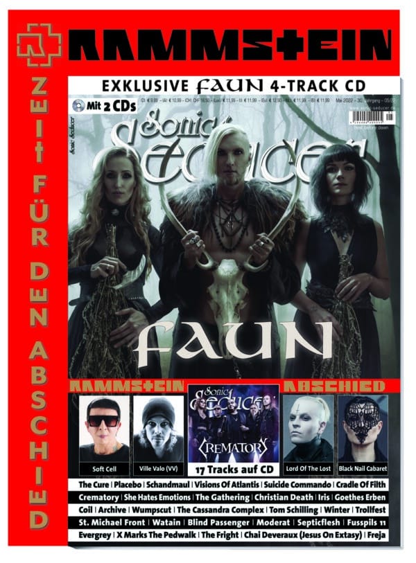 Sonic Seducer 05/2022, 2CDs: exkl. Faun “Pagan”- CD + RAMMSTEIN 7 Seiten, The Cure + Soft Cell + Placebo + Ville Valo (HIM) + Lord Of The Lost + Goethes Erben + Crematory @ Sonic Seducer