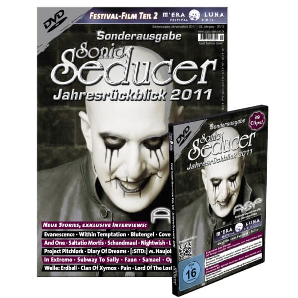Sonic Seducer Jahresrückblick 2011 mit ASP-Sticker + DVD: M'Era Luna Film Teil 2, Bands: ASP, Nightwish, Saltatio Mortis, Blutengel uvm. + mehr als 30 Videoclips @ Sonic Seducer