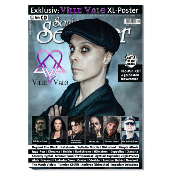 Sonic Seducer 12/2022-01/2023 +CD (3 St. Spielzeit!): VV/Ville Valo/HIM mit exkl. XXL-Poster +She Hates Emotions, Roger O`Donnell (The Cure), Tarja, Mono Inc., Battle Of The Bands uvm. @ Sonic Seducer